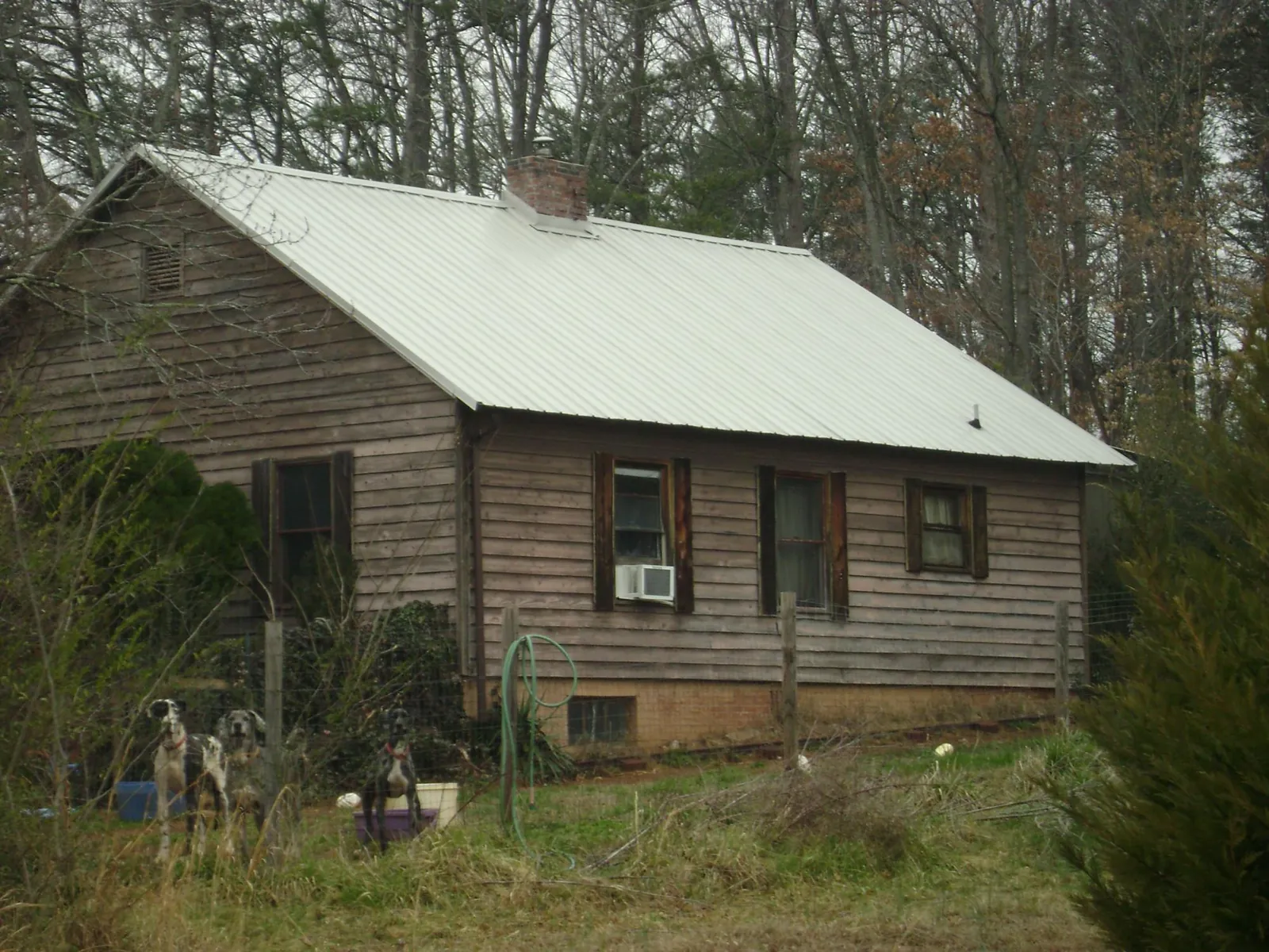 White metal roof on an old wood sided farmhouse, from a Metal Roof Installation job in Alachua